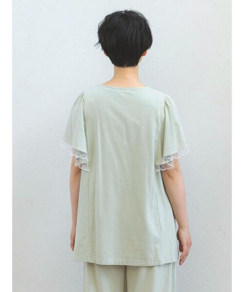 Et grenier by Samansa Mos2(エグルニエバイサマンサモスモス)の「【接触冷感/UVカット】インナーカップ付袖フリルTシャツ(ルームウェア/パジャマ・レディース・ミント/サックスブルー/ブラウン・F)」の21枚目の写真
