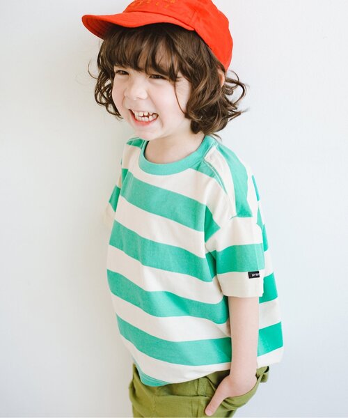 p.premier(ピードットプルミエ)の「イロチ買いしたいシンプル総柄Tシャツ(Tシャツ/カットソー・キッズ・ブラック/オレンジ/ブラウン/ブルー/アイボリー・120/110/100/90/80/140/130)」の5枚目の写真