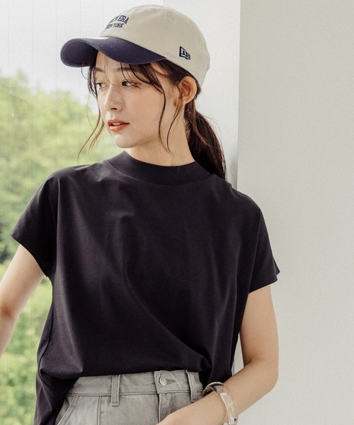 GLOBAL WORK（グローバルワーク）の「新サイズ追加/快適ハイネックフレンチプルオーバー/987169（Tシャツ/カットソー・レディース・モカ/ミント/オフホワイト/ブラック/ホワイト×ブラック/ブラック×ホワイト/ライトグレー/ブルー/ダークパープル・LARGE/MEDIUM/SHORT）」の3枚目の写真