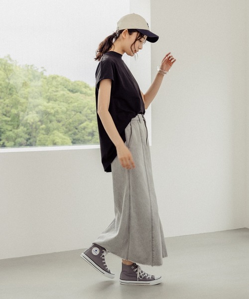 GLOBAL WORK（グローバルワーク）の「新サイズ追加/快適ハイネックフレンチプルオーバー/987169（Tシャツ/カットソー・レディース・モカ/ミント/オフホワイト/ブラック/ホワイト×ブラック/ブラック×ホワイト/ライトグレー/ブルー/ダークパープル・LARGE/MEDIUM/SHORT）」の20枚目の写真