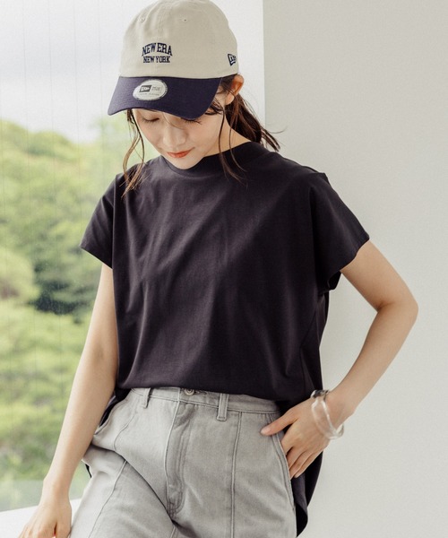 GLOBAL WORK（グローバルワーク）の「新サイズ追加/快適ハイネックフレンチプルオーバー/987169（Tシャツ/カットソー・レディース・モカ/ミント/オフホワイト/ブラック/ホワイト×ブラック/ブラック×ホワイト/ライトグレー/ブルー/ダークパープル・LARGE/MEDIUM/SHORT）」の21枚目の写真