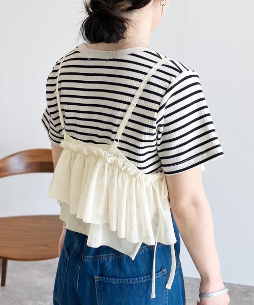 reca（レカ）の「チュールアシメフリルビスチェ（キャミソール・レディース・アイボリー/ブラック・M）」の18枚目の写真