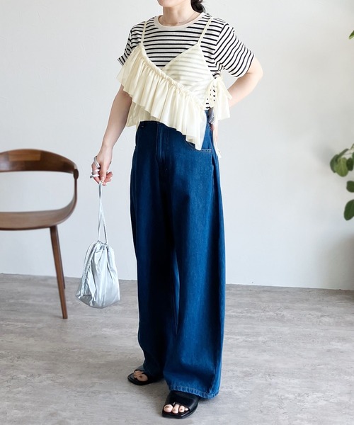 reca（レカ）の「チュールアシメフリルビスチェ（キャミソール・レディース・アイボリー/ブラック・M）」の19枚目の写真