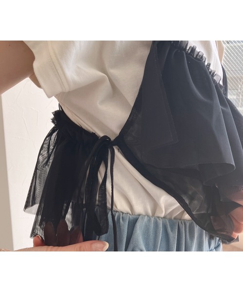 reca（レカ）の「チュールアシメフリルビスチェ（キャミソール・レディース・アイボリー/ブラック・M）」の6枚目の写真