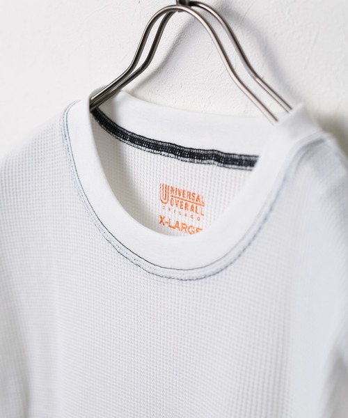 UNIVERSAL OVERALL(ユニバーサルオーバーオール)の「/UNIVERSAL OVERALL/THERMAL LOOSE FIT SS TEE(Tシャツ/カットソー・メンズ・ブラック×ホワイト/ホワイト/ブラック系その他/ホワイト系その他/ブラック/ホワイト×ブラック・X-LARGE/LARGE/MEDIUM/SMALL)」の8枚目の写真