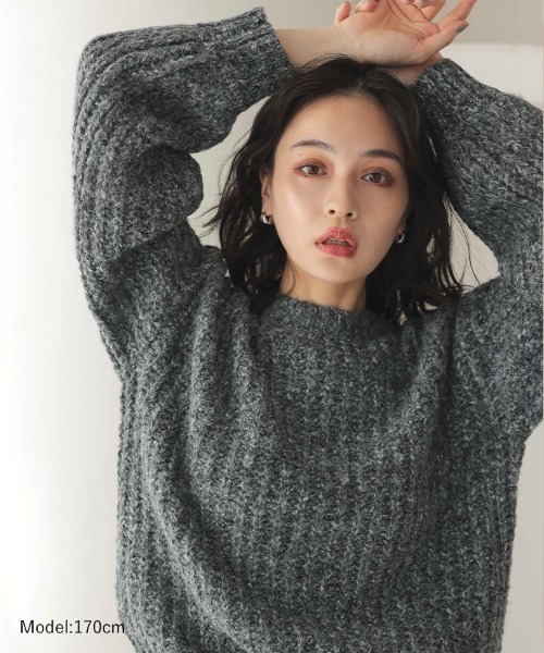 DONOBAN(ドノバン)の「クルーネックニット(ニット/セーター・レディース・アイボリー/チャコール/イエロー/ブラウン/サックスブルー・F)」の7枚目の写真