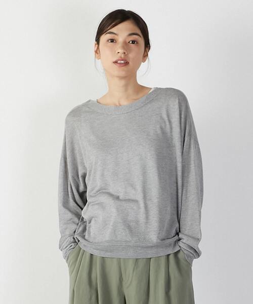 MELROSE claire(メルローズ クレール)の「【ハイゲージさりげなく上品なラメシアー天竺Vカーデ&クルーネック2WAYニット】(カーディガン/ボレロ・レディース・グレー/ブラック/ホワイト/イエロー・FREE)」の3枚目の写真