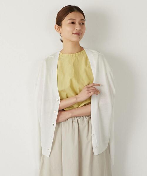 MELROSE claire(メルローズ クレール)の「【ハイゲージさりげなく上品なラメシアー天竺Vカーデ&クルーネック2WAYニット】(カーディガン/ボレロ・レディース・グレー/ブラック/ホワイト/イエロー・FREE)」の8枚目の写真