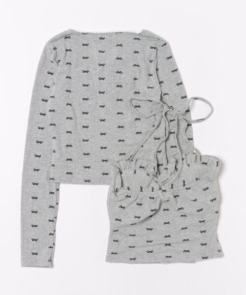 titty&Co. PETIT(ティティアンドコープティ)の「リボンプリントセットトップス(キャミソール・レディース・グレー/ホワイト・FREE)」の7枚目の写真