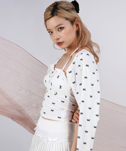 titty&Co. PETIT(ティティアンドコープティ)の「リボンプリントセットトップス(キャミソール・レディース・グレー/ホワイト・FREE)」の12枚目の写真