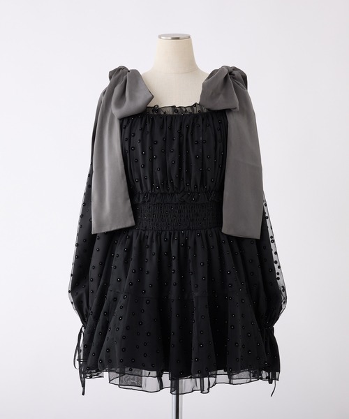 セール】リボン取り外しできる/肩リボンチュニック（シャツ/ブラウス