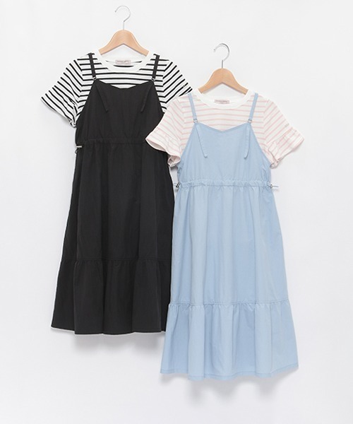 メゾピアノジュニアキャミワンピース＆ボーダーTシャツセット150