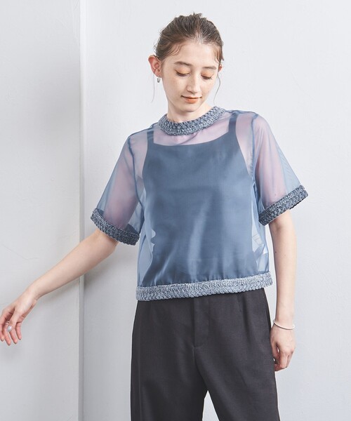 UNITED ARROWS(ユナイテッドアローズ)の「オーガンジー 2WAY ブラウス(ニット/セーター・レディース・ブラック/ライトブルー/ナチュラル・FREE)」の3枚目の写真