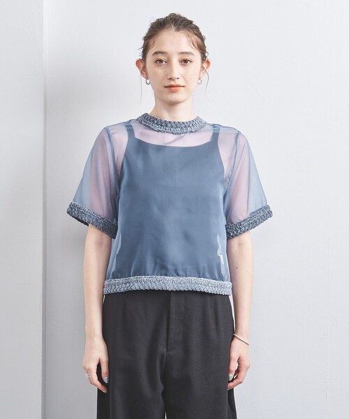 UNITED ARROWS(ユナイテッドアローズ)の「オーガンジー 2WAY ブラウス(ニット/セーター・レディース・ブラック/ライトブルー/ナチュラル・FREE)」の8枚目の写真