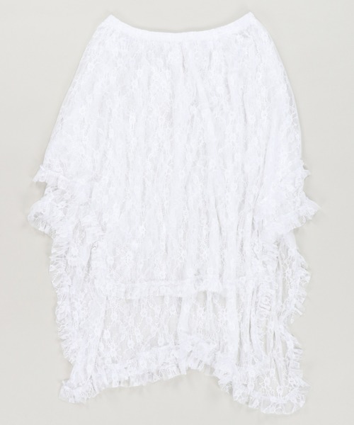 SPINNS（スピンズ）の「デニムと合わせて可愛い♪ イレヘムレースロングスカート（スカート・レディース・ホワイト/ブラック/アイボリー・ONESIZE）」の14枚目の写真