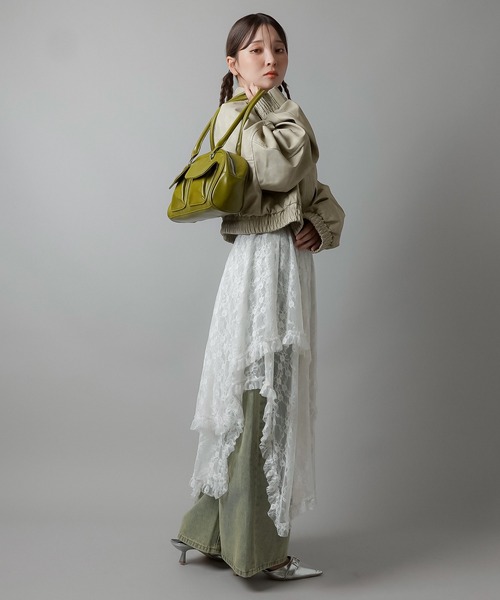 SPINNS（スピンズ）の「デニムと合わせて可愛い♪ イレヘムレースロングスカート（スカート・レディース・ホワイト/ブラック/アイボリー・ONESIZE）」の21枚目の写真