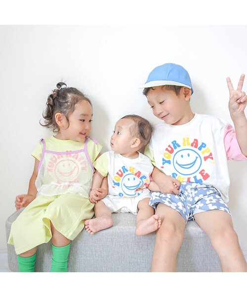 BREEZE（ブリーズ）の「【20周年・リンク】HAPPY FO SMILE Tシャツ（Tシャツ/カットソー・キッズ・オフホワイト/ターコイズブルー/パープル/ネイビー/ライム/ピンク・120/110/100/90/80/140/130）」の12枚目の写真