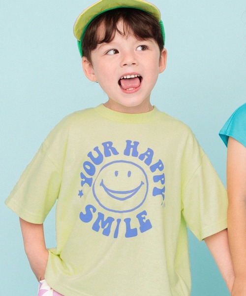 BREEZE（ブリーズ）の「【20周年・リンク】HAPPY FO SMILE Tシャツ（Tシャツ/カットソー・キッズ・オフホワイト/ターコイズブルー/パープル/ネイビー/ライム/ピンク・120/110/100/90/80/140/130）」の3枚目の写真