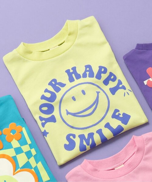 BREEZE（ブリーズ）の「【20周年・リンク】HAPPY FO SMILE Tシャツ（Tシャツ/カットソー・キッズ・オフホワイト/ターコイズブルー/パープル/ネイビー/ライム/ピンク・120/110/100/90/80/140/130）」の7枚目の写真