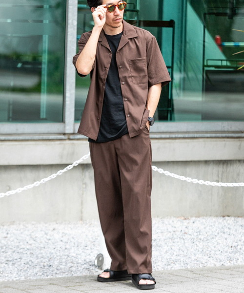 ITEMS URBANRESEARCH(アイテムズ アーバンリサーチ)の「『セットアップ対応』シアサッカースナップOPENカラー半袖シャツ(シャツ/ブラウス・メンズ・ブラック/ブラウン/ネイビー・MEDIUM/LARGE)」の20枚目の写真