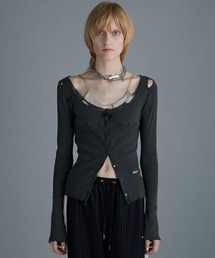 PRANK PROJECT | 【24AUTUMN PRE ORDER】ピグメントダメージレーストップ / Pigment Damaged Layer Top(Tシャツ/カットソー)