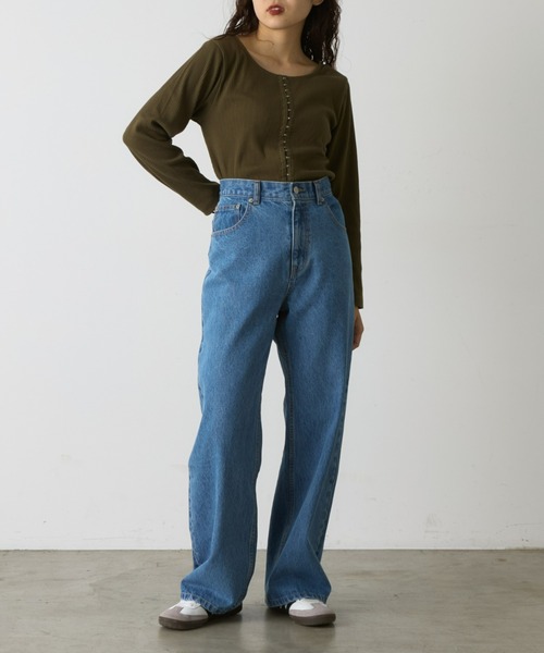 CIAOPANIC TYPY（チャオパニックティピー）の「≪4サイズ展開≫【EVERY DENIM/Tuesday】スタイルアップストレートデニム（デニムパンツ・レディース・ブラック/ブルー・LARGE/MEDIUM/SMALL/X-SMALL）」の9枚目の写真