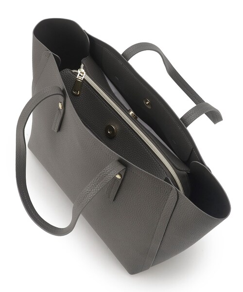 index（インデックス）の「◆フェイクレザーA4トートバッグ（トートバッグ・レディース・ブラック/チャコールグレー/ベージュ・00）」の5枚目の写真