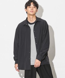 合繊リラックスレギュラーカラーシャツ/長袖