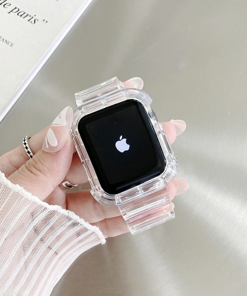 LUON(ルオン)の「LUON/ Apple Watch Band / アップルウォッチ クリアカラー 一体式 バンド(デジタル腕時計・レディース・パープル/イエロー/オレンジ/グリーン/ブルー/ブラック/ピンク/ホワイト・A/B)」の2枚目の写真