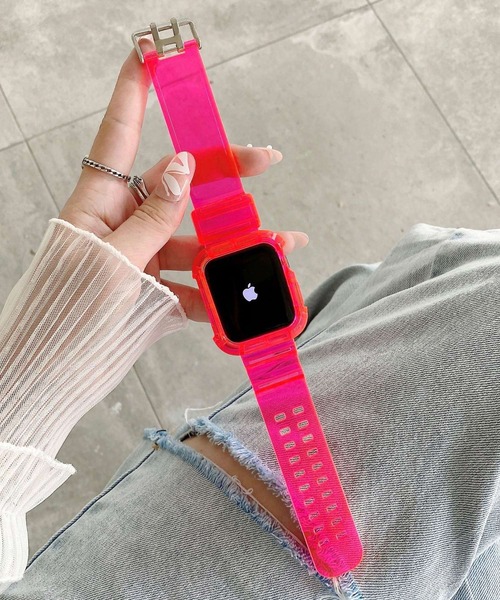 LUON(ルオン)の「LUON/ Apple Watch Band / アップルウォッチ クリアカラー 一体式 バンド(デジタル腕時計・レディース・パープル/イエロー/オレンジ/グリーン/ブルー/ブラック/ピンク/ホワイト・A/B)」の7枚目の写真
