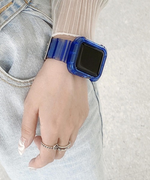 LUON(ルオン)の「LUON/ Apple Watch Band / アップルウォッチ クリアカラー 一体式 バンド(デジタル腕時計・レディース・パープル/イエロー/オレンジ/グリーン/ブルー/ブラック/ピンク/ホワイト・A/B)」の10枚目の写真