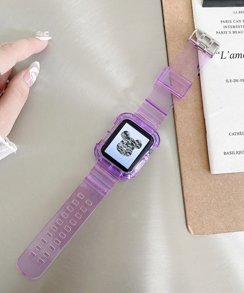 LUON(ルオン)の「LUON/ Apple Watch Band / アップルウォッチ クリアカラー 一体式 バンド(デジタル腕時計・レディース・パープル/イエロー/オレンジ/グリーン/ブルー/ブラック/ピンク/ホワイト・A/B)」の12枚目の写真