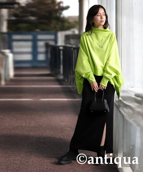antiqua(アンティカ)の「モードワイドトップス(Tシャツ/カットソー・レディース・ライム/ホワイト/ブラック・ONESIZE)」の22枚目の写真
