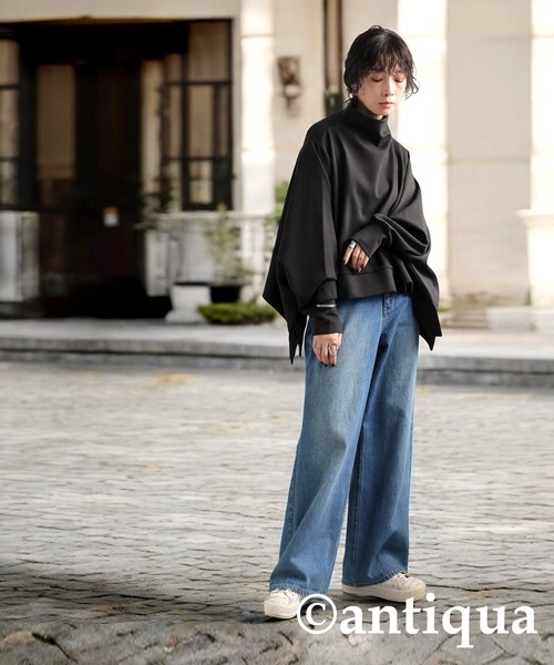 antiqua(アンティカ)の「モードワイドトップス(Tシャツ/カットソー・レディース・ライム/ホワイト/ブラック・ONESIZE)」の11枚目の写真