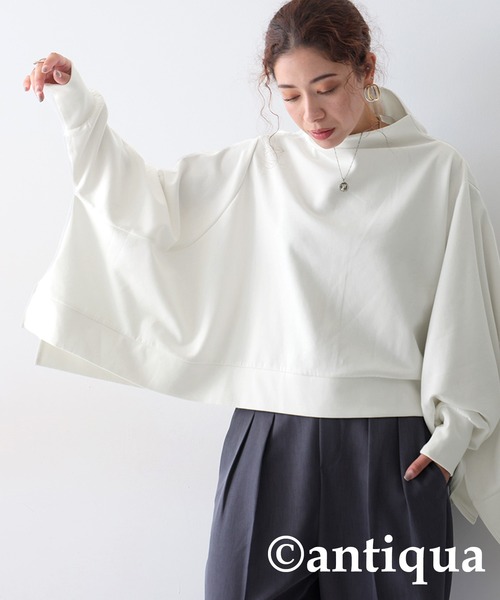 antiqua(アンティカ)の「モードワイドトップス(Tシャツ/カットソー・レディース・ライム/ホワイト/ブラック・ONESIZE)」の5枚目の写真
