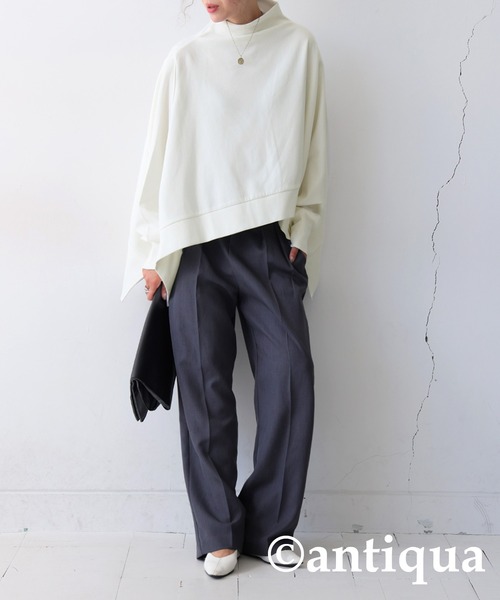 antiqua(アンティカ)の「モードワイドトップス(Tシャツ/カットソー・レディース・ライム/ホワイト/ブラック・ONESIZE)」の6枚目の写真
