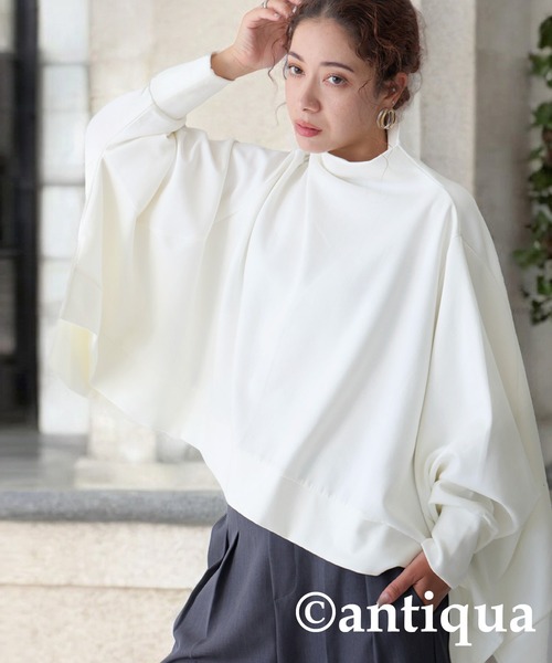 antiqua(アンティカ)の「モードワイドトップス(Tシャツ/カットソー・レディース・ライム/ホワイト/ブラック・ONESIZE)」の4枚目の写真