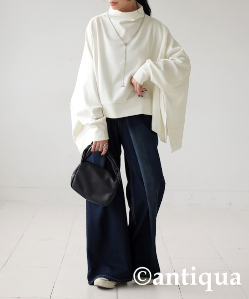 antiqua(アンティカ)の「モードワイドトップス(Tシャツ/カットソー・レディース・ライム/ホワイト/ブラック・ONESIZE)」の8枚目の写真