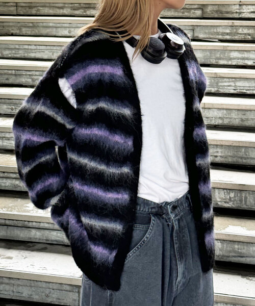 CIAOPANIC（チャオパニック）の「肩スリットボーダーカーディガン（カーディガン/ボレロ・レディース・レッド/ベージュ/オフホワイト/グレー/ブラック・ONE SIZE）」の19枚目の写真