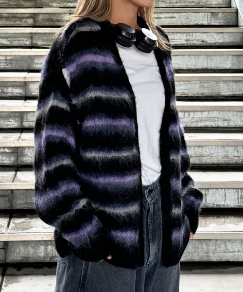 CIAOPANIC（チャオパニック）の「肩スリットボーダーカーディガン（カーディガン/ボレロ・レディース・レッド/ベージュ/オフホワイト/グレー/ブラック・ONE SIZE）」の22枚目の写真