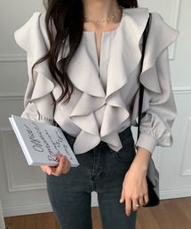 ECLIN | キーネックフリルブラウス(シャツ/ブラウス)