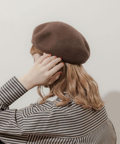 SMELLY（スメリー）の「シンプルバスクベレー（ハンチング/ベレー帽・レディース・ブラウン/アイボリー/ブラック/グレー・-）」の12枚目の写真