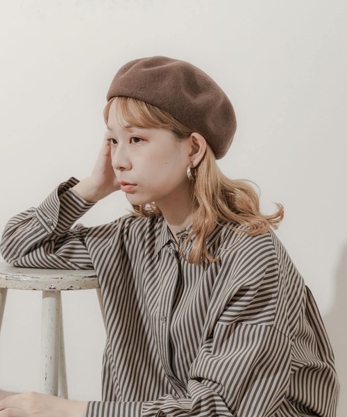 SMELLY（スメリー）の「シンプルバスクベレー（ハンチング/ベレー帽・レディース・ブラウン/アイボリー/ブラック/グレー・-）」の13枚目の写真
