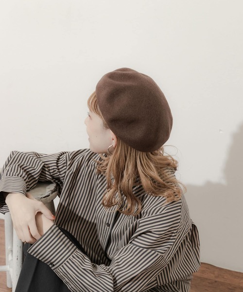 SMELLY（スメリー）の「シンプルバスクベレー（ハンチング/ベレー帽・レディース・ブラウン/アイボリー/ブラック/グレー・-）」の15枚目の写真