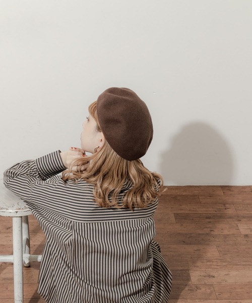 SMELLY（スメリー）の「シンプルバスクベレー（ハンチング/ベレー帽・レディース・ブラウン/アイボリー/ブラック/グレー・-）」の16枚目の写真