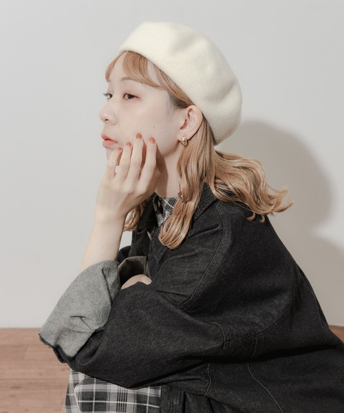 SMELLY（スメリー）の「シンプルバスクベレー（ハンチング/ベレー帽・レディース・ブラウン/アイボリー/ブラック/グレー・-）」の20枚目の写真