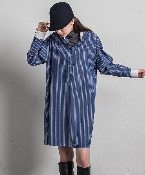 MAYSON GREY（メイソングレイ）の「スキッパーチュニックシャツ≪手洗い可能≫（シャツ/ブラウス・レディース・ダークネイビー/ホワイト/ブルー・M/S）」の3枚目の写真