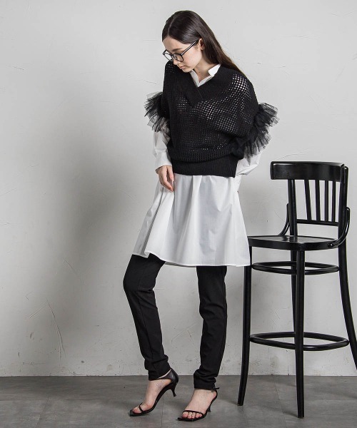 MAYSON GREY（メイソングレイ）の「スキッパーチュニックシャツ≪手洗い可能≫（シャツ/ブラウス・レディース・ダークネイビー/ホワイト/ブルー・M/S）」の14枚目の写真