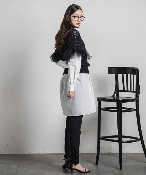 MAYSON GREY（メイソングレイ）の「スキッパーチュニックシャツ≪手洗い可能≫（シャツ/ブラウス・レディース・ダークネイビー/ホワイト/ブルー・M/S）」の15枚目の写真