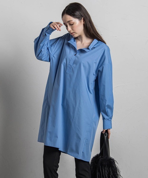 MAYSON GREY（メイソングレイ）の「スキッパーチュニックシャツ≪手洗い可能≫（シャツ/ブラウス・レディース・ダークネイビー/ホワイト/ブルー・M/S）」の6枚目の写真